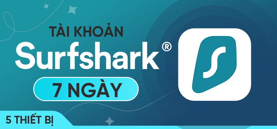 Surfshark One+ VPN 7 ngày (5 thiết bị) - Tài khoản